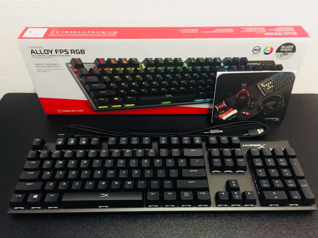 【除菌清掃済み】HYPERX alloy fps rgb 銀軸　除菌清掃済み